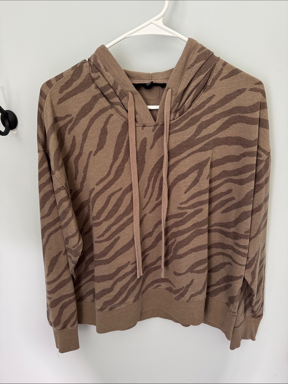 Zebra Print Hoodie - Brown & Taupe
